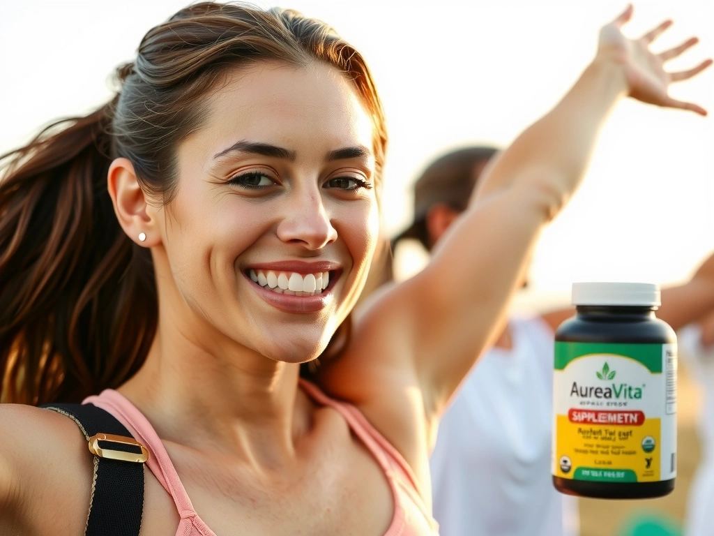 Femeie zâmbind, plină de energie datorită suplimentelor Aureavitacx
